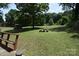 A spacious, lush backyard is complete with a picnic table, shade trees, and a storage shed at 2427 Rhyneland St, Gastonia, NC 28054