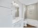 Clean bathroom with single vanity, bathtub, and shower at 916-A Westbrook Dr, Charlotte, NC 28202