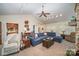 Comfortable living room with a vaulted ceiling, a cozy seating area, and abundant natural light, ideal for relaxation at 15450 Millview Trace Ln, Mint Hill, NC 28227