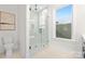 Spa-like bathroom with walk-in shower and bench at 2304 Catalina Ave, Charlotte, NC 28206