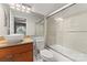 Modern bathroom with updated vanity and large walk-in shower at 513 N Graham St # 3D, Charlotte, NC 28202