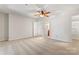 Spacious bedroom with ceiling fan and ample closet space at 513 N Graham St # 3D, Charlotte, NC 28202