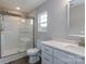 Modern bathroom showcasing a glass-enclosed shower, sleek vanity, and light countertops, offering a spa-like experience at 2014 Crown Point Dr # 2008-B, Albemarle, NC 28001