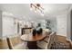 Modern dining room with hardwood floors, oval table, and kitchen view at 1915 Wedgedale Dr, Charlotte, NC 28210