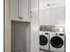 Laundry room with white cabinets and LG washer and dryer at 1915 Wedgedale Dr, Charlotte, NC 28210