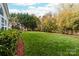 Large backyard with green grass and mature trees at 6941 Augustine Way, Charlotte, NC 28270