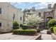 Beautifully landscaped courtyard with mature trees and manicured shrubs offering a peaceful retreat at 1101 E Morehead St # 32, Charlotte, NC 28204