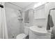 Clean bathroom with shower, toilet, and vanity at 1926 Hopewell Church Rd, Sherrills Ford, NC 28673