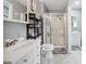 Modern bathroom with white vanity, shower, and toilet at 1926 Hopewell Church Rd, Sherrills Ford, NC 28673
