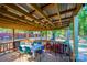 Covered patio with table and chairs, overlooking the backyard at 3401 Stony Brook Cir, Newton, NC 28658