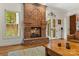 Brick fireplace with herringbone pattern in living room at 119 42Nd Avenue Nw Dr, Hickory, NC 28601