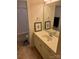 Bathroom features a single sink vanity, mirror, and tub/shower combo with shower curtain at 129 Johnson Manor St, Mooresville, NC 28115