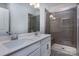 Double vanity bathroom with large walk in shower at 2208 Noble Townes Way, Charlotte, NC 28262