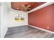 Bedroom with ceiling fan and accent wall at 1244 Bob Falls Rd, Shelby, NC 28150