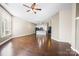 Open concept living room and kitchen with hardwood floors at 2125 Southend Dr # 349, Charlotte, NC 28203