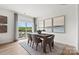 Bright dining room featuring modern table and chairs, contemporary art, and a patio view at 2561 Blue Sky Meadows Dr, Monroe, NC 28110