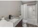 Simple bathroom featuring a shower/tub combo and granite vanity at 201 School St, High Shoals, NC 28077