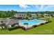 A sparkling community pool with lounge chairs, a clubhouse, and lakeside views at 25622 Seagull Dr # 645, Lancaster, SC 29720