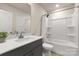 Clean bathroom with a bathtub, shower, and gray vanity at 372 Olympia Way, York, SC 29745