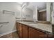 Bathroom with double vanity, granite countertop, and large shower at 4919 Polo Gate Blvd, Charlotte, NC 28216