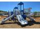 Community playground featuring slides and climbing structures with a blue and white color scheme at 550 Mountain View Dr, Monroe, NC 28110