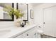 Modern bathroom with double vanity and white cabinets at 8001 Willhill Rd, Charlotte, NC 28227