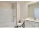 Clean bathroom with a bathtub, toilet and vanity at 9744 Inkberry Dr, Gastonia, NC 28056