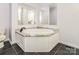 Bathroom features a corner soaking tub and granite vanity at 7039 Executive Cir, Denver, NC 28037