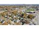 Aerial view of the house and surrounding neighborhood, showing nearby amenities and a baseball field at 102 S Liberty St, Gastonia, NC 28052