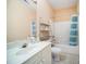 Clean bathroom includes a shower/tub combo and updated vanity at 2111 Priory Ct, Charlotte, NC 28262