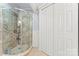 Bathroom with a tiled shower and glass enclosure at 138 Wyanoke Ave, Charlotte, NC 28205