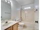 Clean bathroom with a bathtub, toilet and sink at 216 Devon Forest Dr, Mooresville, NC 28115