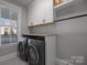 Laundry room with white cabinets, wood countertop, and washer/dryer at 440 Luray Way, Rock Hill, SC 29730