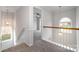 Upstairs hallway with carpet and access to bedrooms at 11918 Fox Glen Rd, Charlotte, NC 28269