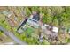 High-angle aerial view showcases the house with its landscaping, patio and surrounding greenery at 2164 Mission Rd, York, SC 29745