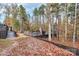Spacious backyard retreat featuring a deck with an American flag and wooded view at 2164 Mission Rd, York, SC 29745