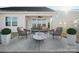 A beautifully staged patio with modern outdoor furniture and decor creates an inviting outdoor living space at 3118 Whispering Creek Dr, Indian Trail, NC 28079