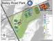 Map of Bailey Road Park showing amenities and trails at 18023 Train Station Dr, Cornelius, NC 28031