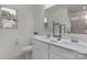 Double vanity bathroom with shower and modern finishes at 278 Harpers Run Ln, Matthews, NC 28104