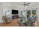 Living room with hardwood floors, fireplace, and access to backyard at 278 Harpers Run Ln, Matthews, NC 28104