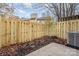 Small, fenced backyard with concrete patio at 3312 Heathstead Pl, Charlotte, NC 28210