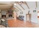 Spacious living room features a stone fireplace, hardwood floors, and high ceilings at 206 N Trexler Ave, Rockwell, NC 28138