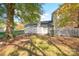 Private backyard featuring a picket fence and mature trees at 2702 New Hamlin Way, Charlotte, NC 28210
