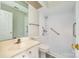 Well-lit bathroom featuring an accessible shower, grab bars, and a modern vanity at 2702 New Hamlin Way, Charlotte, NC 28210