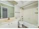 Neat bathroom with a shower-tub combo, a vanity with storage, and neutral colors at 2702 New Hamlin Way, Charlotte, NC 28210