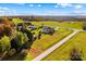 Aerial view highlighting house, pool and surrounding fields at 4723 Old Mountain Rd, Stony Point, NC 28678