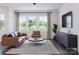 Cozy living room with large windows, stylish furniture, and modern decor at 5676 Clear Creek Ln, Charlotte, NC 28215