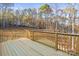 The new wooden deck is spacious with beautiful backyard views at 3146 Captains Cove Ln, Lincolnton, NC 28092