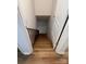 Staircase with wood steps and a metal railing leading to the lower level at 912 Surry Dr, Shelby, NC 28152