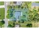 An overhead image showing the lot lines of a house with mature trees and well-maintained lawn at 107 Monterey Dr, Mooresville, NC 28117